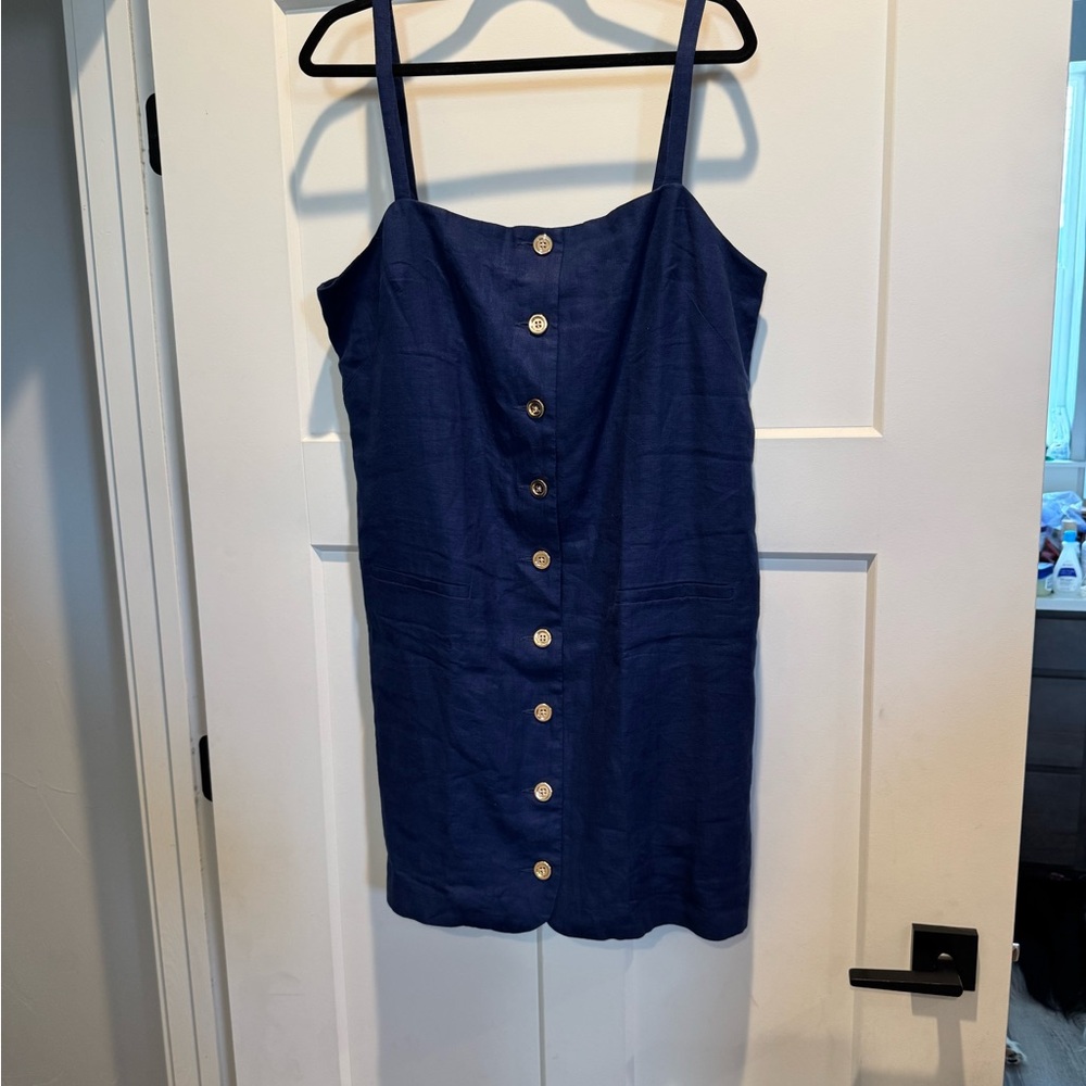 NWT J. Crew Claudia in Linen Navy Mini Dress